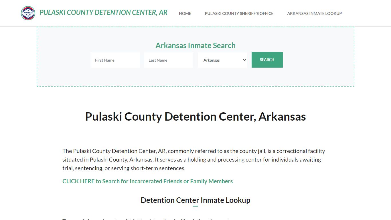 Pulaski County Detention Center, AR Inmate Roster, Offender Search